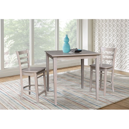 International Concepts 36 in. x 36 in. Counter Height Table with 2 Emily Counter Height Stools - 3 Piece Set K09-3636-S6172-2